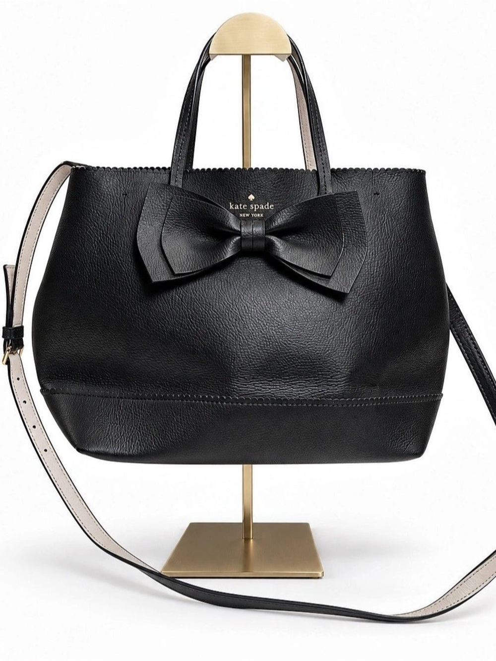Kate Spade Vanderbilt Giorgia Black Leather Bow Scallop Coquette Tote Bowcore